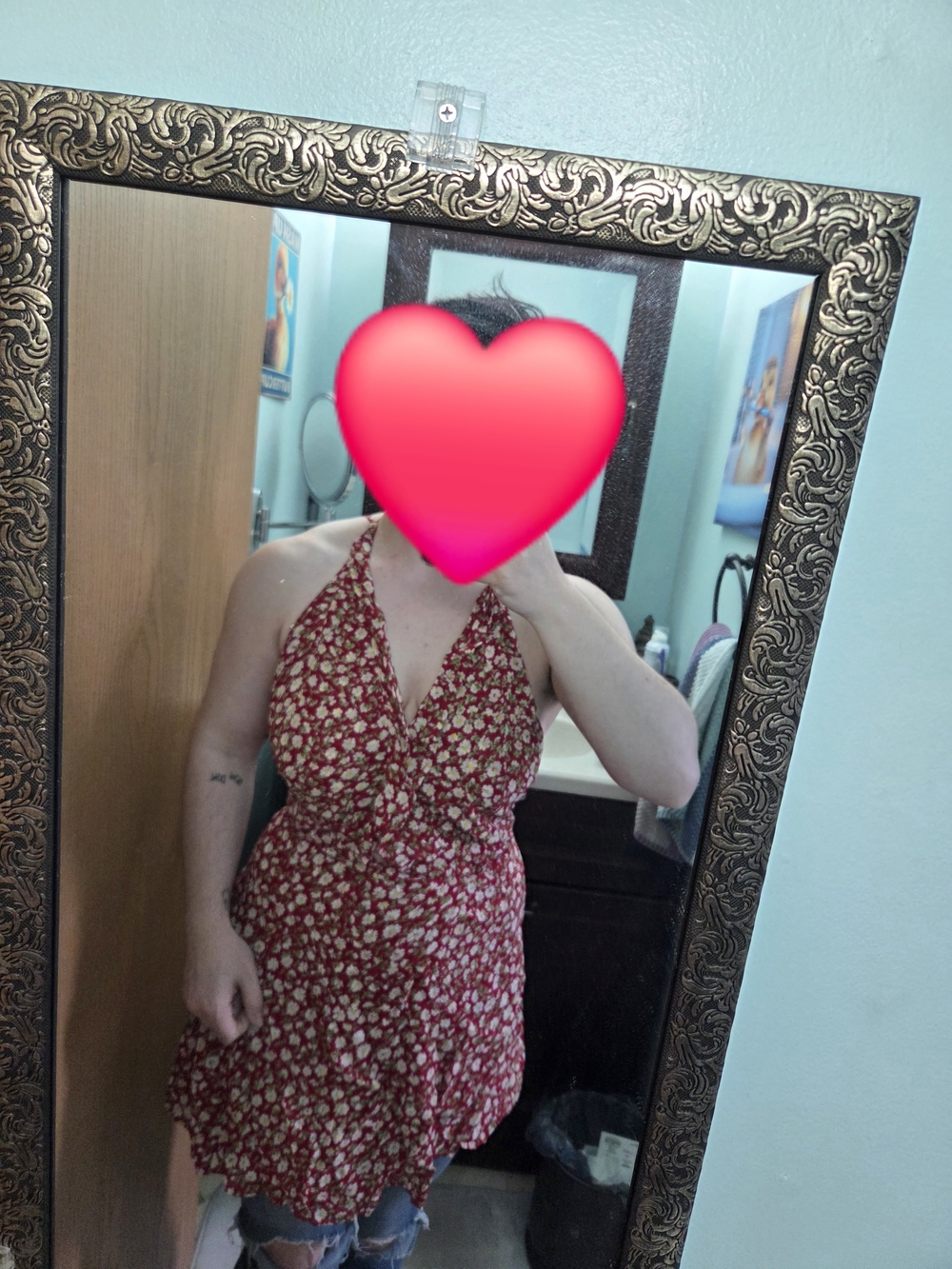 Reformation red floral wrap dress